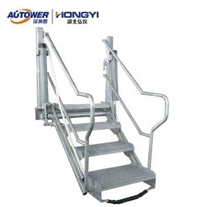 Gantry Yükleme için Güvenlik Kafesi ile Katlanır Merdiven